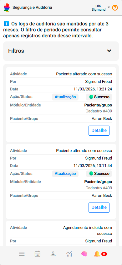 Painel Segurança e Auditoria