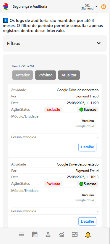 Painel Segurança e Auditoria