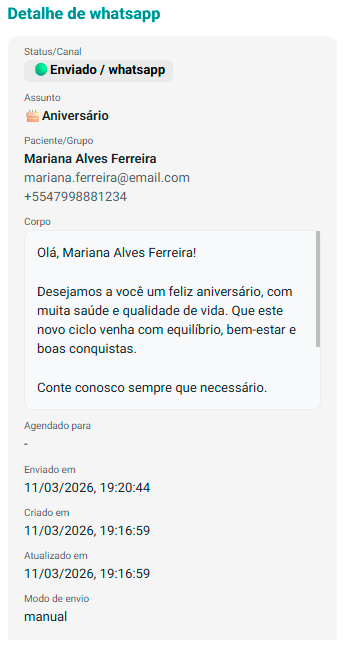 Detalhes Comunicação