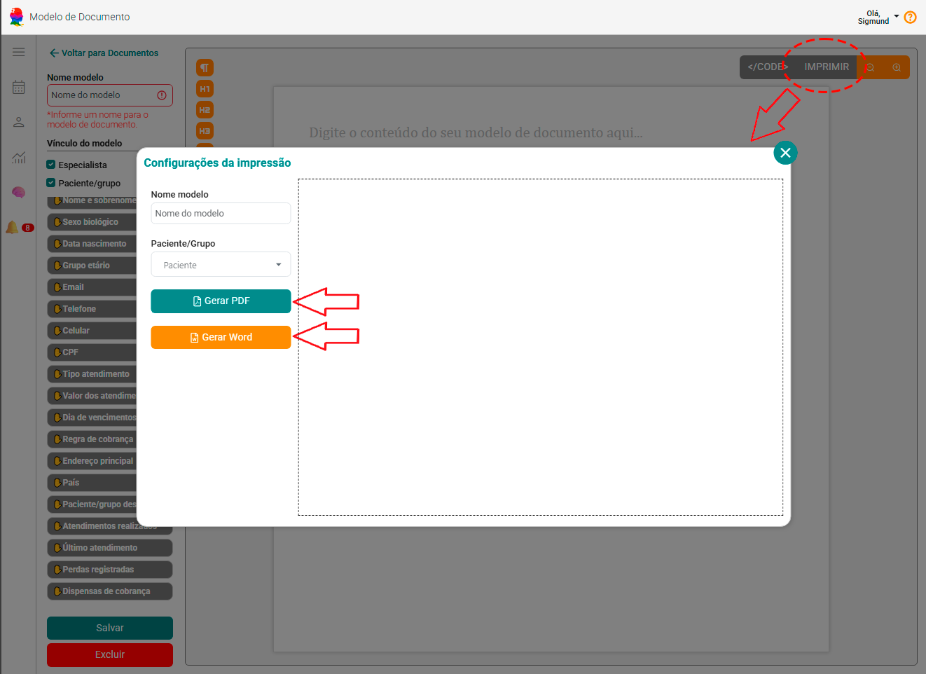 Editor de Modelos de Documentos