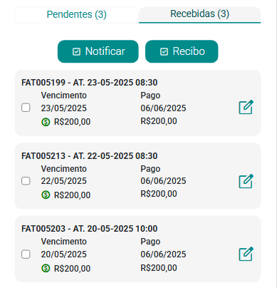 Painel Faturas do Paciente