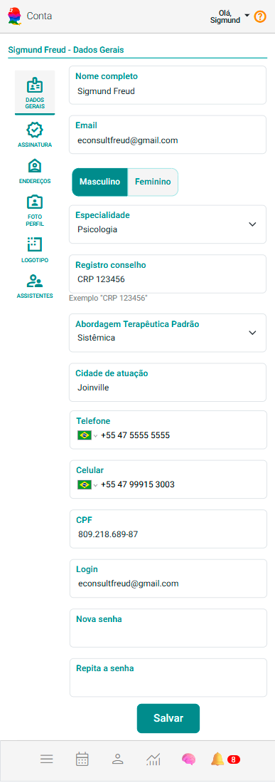 Painel Conta