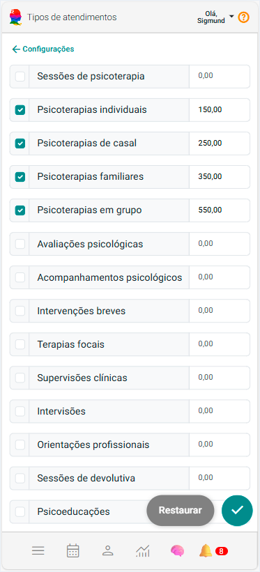 Painel Configurações