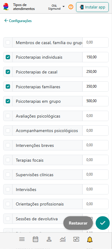 Painel Configurações