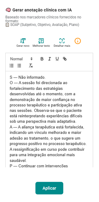 Sugestão de anotação com IA