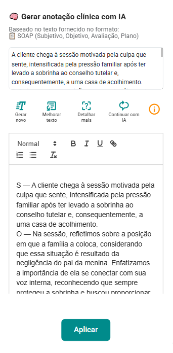 Sugestão gerada pela
IA