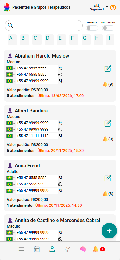 Painel Pacientes e Grupos