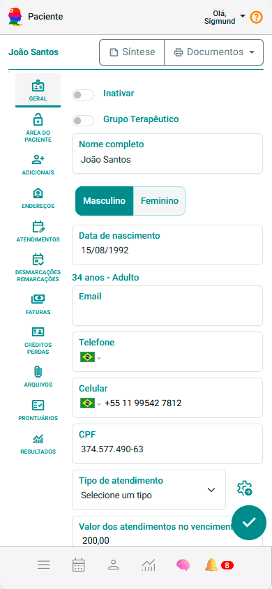 Painel Pacientes e Grupos