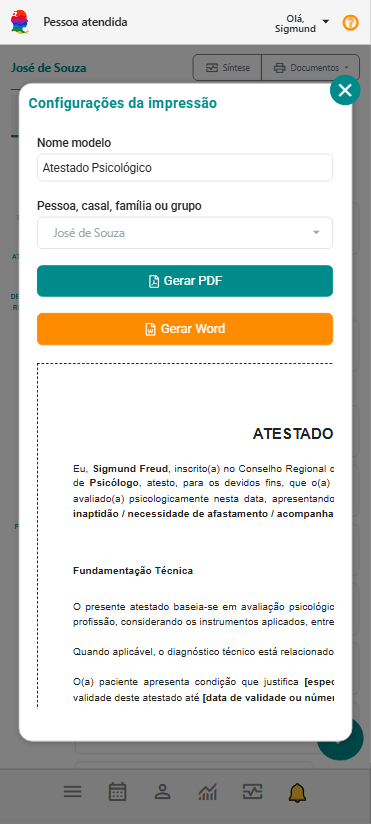 Botão Documentos