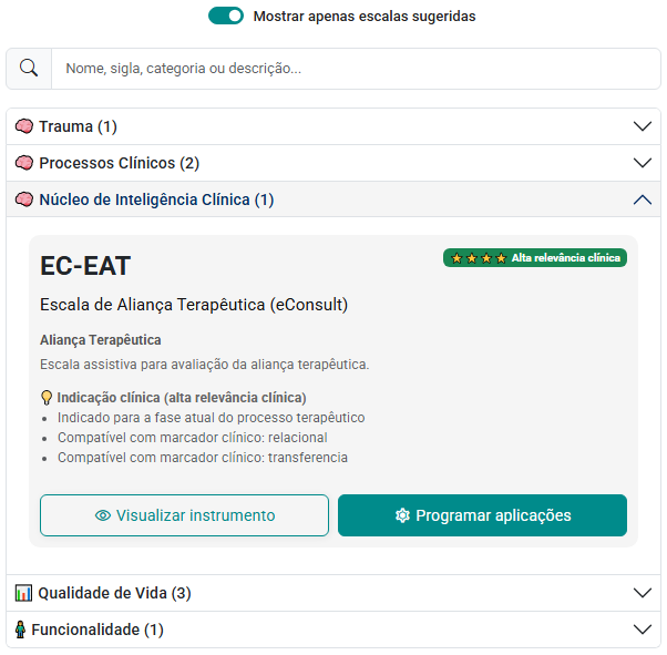 Sugestão contextual de avaliações no eConsult
