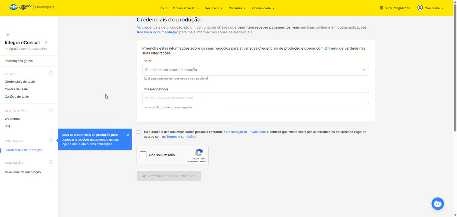 Painel Configurações