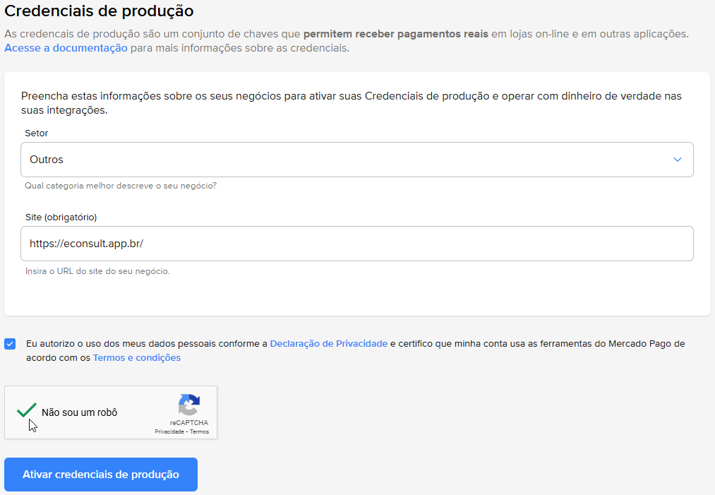 Painel Configurações