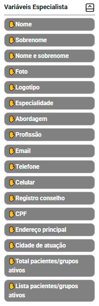 Variáveis Especialista