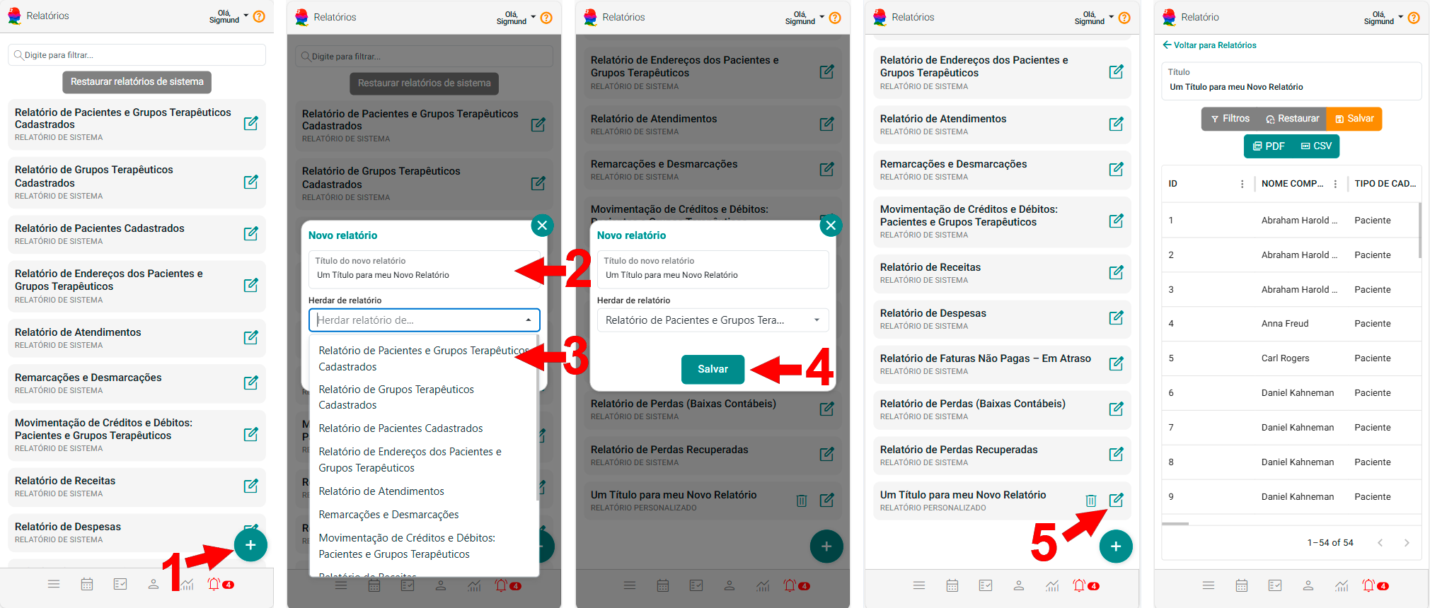 Fluxo Criando novo Relatórios